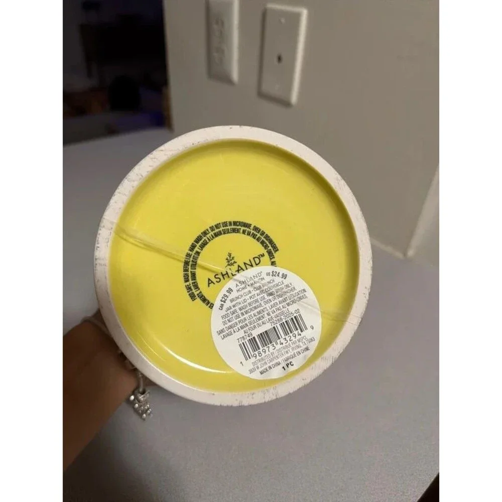 Ashland jar with lid yellow Yellow gingham Checkered new